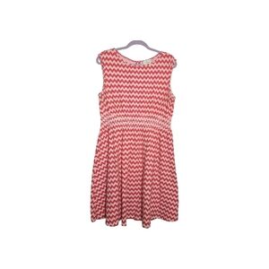 Kate Spade Large Red White Chevron Sleeveless A Line Cotton Dress Preppy Summer